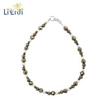 Lily Jewelry Tiny Real Freshwater Pearl,Pyrite Faceted 925 Sterling Silver Shining Bracelet Fashion Jewelry for Women 2024 - buy cheap