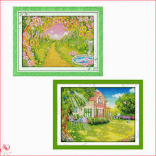 Joy Sunday-Paisaje de primavera Natural, 14CT, 11CT, decoración del hogar, Kit de bordado de costura, kits de punto de cruz DIY 2024 - compra barato