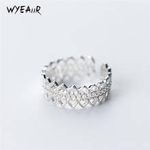 WYEAIIR Simple Lace Sweet Romantic Fashion Wild 925 Sterling Silver Female Resizable Opening Rings 2024 - buy cheap