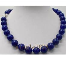 Joyería de moda para mujer, collar de cuentas de piedras preciosas de Jade Azul zafiro Natural de 12mm, joyería de 18 pulgadas 2024 - compra barato