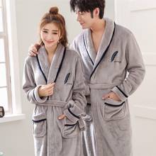 Thicken Flannel Couple Robe Kimono Gown Winter Warm Sleepwear Women Nightgown Soft Coral Fleece Bathrobe Homewear Nightwear 2024 - buy cheap