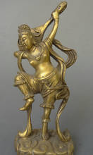 R0720 Details about 8" Chinese Royal Family Brass Belle Beautiful Women Play Lute Goddess God Statue B0403 2024 - buy cheap