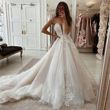 KapokDressy A-Line Wedding Dresses Boho V-Neck Appliqued Lace Bridal Gowns Spaghetti Straps Tulle Beach Princess Party Dress 2024 - buy cheap