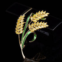 Oi homem coreano moda ouro trigo orelha broche feminino pavé luz de cristal temperamento luxo casamento terno jóias presente da amizade 2024 - compre barato