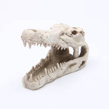 Decoração para casa resina tanque de peixes crocodilo crânio esqueleto estátua aquário paisagem escultura artesanato p0149 2024 - compre barato