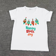 Children Tshirt Happy Birthday Party Letter Print Boys Girls T-shirt Rainbow Balloon Dinosaur Kids T shirts Summer Top Tee Shirt 2024 - buy cheap