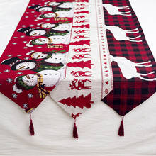 Christmas Gift Linen Elk Snowman Table Runner Merry Christmas Decor For Home Xmas Ornaments New Year's Decor Dinner Tables 2024 - buy cheap