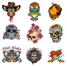Iron-on Transfers for Clothing Patches for Clothes Skull Stickers Diy Roses Patch Flex Fusible Transfer Vinyl Adhesive Stripe A 2024 - buy cheap