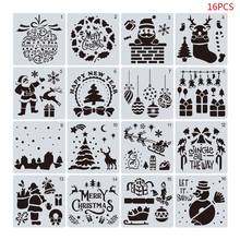16Pcs/Set DIY Merry Christmas Drawing Stencil Templates Embossing Paper Painting 2024 - buy cheap