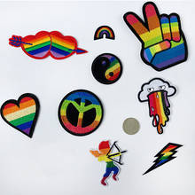 Pegatinas bordadas con bandera del arco iris, parches LGBT para ropa, mochila, apliques, Corazón Arco Iris, Taichi, Cupido, orgullo Gay 2024 - compra barato