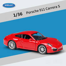 WELLY 1:36 Porsche 911 Carrera S Sports Car Pull Back Car Model Car Metal Diecast Car Alloy Toy Car For Kid Gifts B130 2024 - buy cheap