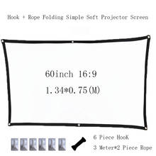 Thinyou Simple Soft Projector Screen 60 inch 16:9  Portable HD Home Cinema Theater Foldable Screen Canvas for Projector 2024 - buy cheap