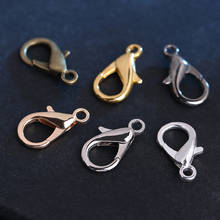 50pcs/lot 10mm 12mm Rose Gold Silver Color Lobster Clasp For Bracelet End Caps Clasps Fit Round Leather Cord DIY Jewelry Making 2024 - buy cheap