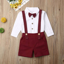 Conjunto de ropa de manga larga para bebés, camiseta con botones y lazo, Tops y pantalones, 2 piezas 2024 - compra barato