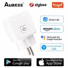 Plugue inteligente tuya zigbee eu 15a, plugue elétrico sem fio para casa inteligente, compatível com alexa, google home e assistente 110-250v 2024 - compre barato