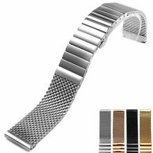 Newest Fashion 18 20 22 24mm Milanese Watchband Universal Stainless Steel Metal Watch Band Strap Bracelet Silver Black Rose Gold 2024 - buy cheap