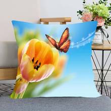 New Arrival Tulip Flower Pillowcase Wedding Decorative Pillow Cover Custom Printed Soft Satin Fabric Pillow Cases Not Fade 2024 - buy cheap
