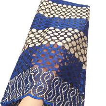 Tela de encaje francés azul real, 2020 tul bordado, cordón de guipur africano, cordones blancos nigerianos para ropa africana 2024 - compra barato