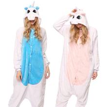 Cute Cartoon Kigurumi Pink Unicorn Pajamas Long Sleeve Hooded Onesie Adult Women Animal Halloween Christmas Unicornio Sleepwear 2024 - buy cheap