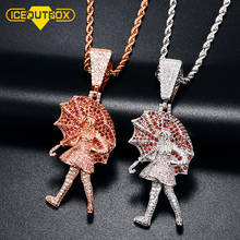 ICEOUTBOX Umbrella Girl Pendant Necklace Red Pink Iced Cubic Zirconia Hip Hop Fashion Charmb Women Men Jewelry Gold Silver Color 2024 - buy cheap