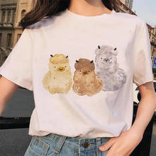 Women T Shirt Fashion Cut Alpaca Print Tshirt Women Short Sleeve O Neck Loose T-shirt Ladies Summer Causal Tee Shirt for Women 2024 - buy cheap