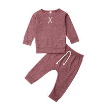 0-24M Newborn Kid Baby Boy Girl Autumn Clothes set Long Sleeve Plain Top and pant Suit pajamas set Sleepwear Pj set Outfits 2024 - buy cheap