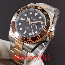 BLIGER-reloj automático de lujo para hombre, pulsera mecánica de acero inoxidable, oro rosa, zafiro, bisel de cerámica, color negro 2024 - compra barato