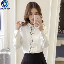 Women Blouse Shirts Embroidery Pattern White Shirts Summe Female Tops Long Sleeve Women Chiffon Shirts Female Blusas DROWYD 2024 - buy cheap