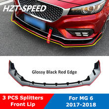 3 PCS Splitters ABS Black Front Bumper Spoiler Diffuser Shovel Lip For Morris Garages MG 6 2017-2018 2024 - buy cheap