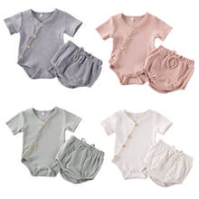 0-18M Summer Newborn Infant Baby Baby Girl Clothes Soft Cotton Solid Tops T-shirt & Shorts For Children Outfits Loose 2PCS Set 2024 - buy cheap