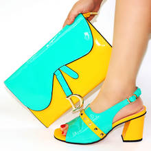 Nueva llegada sandalias tacón alto zapatos y Bolsa verano Mujer Zapatos y Bolsa para Partido Africano verde bonito zapatos 2024 - compra barato