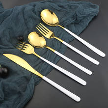 New White Gold Cutlery Set 5Pcs Dinnerware Set Silverware Knife Fork Spoon Restaurant Service Kitchen Metal FlatwareTableware 2024 - buy cheap