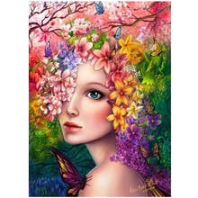5D алмазная живопись, полноразмерная красивая девушка с цветами на голове Стразы, алмазная вышивка, распродажа, мозаика YG2530 2024 - купить недорого