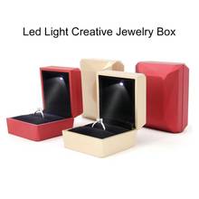 Rhombus Surface LED Rings Holder Jewelry Storage Box Case Container Organizer Jewelry Display Rings Box for wedding/engagement 2024 - buy cheap