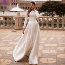 Новое поступление Fsuzwel, атласные свадебные платья трапециевидной формы с длинным рукавом и глубоким вырезом, роскошные винтажные платья невесты 2020 2024 - купить недорого