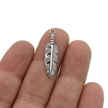 JAKONGO Silver Plated Feather Leaf Charms Pendants for Jewelry Making Bracelet DIY Accessories 30x8mm 20pcs 2024 - buy cheap