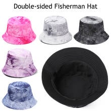 New Fashion Cotton Foldable Tie Dye Bucket Hat Double-Sided Hip Hop Flat Fisherman Cap Women Men Outdoor Summer Sunscreen Hat 2024 - buy cheap