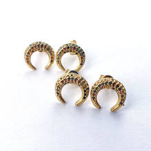 6 Pairs Crescent Moon Shape gold color horn Colorful cz Crystal Micro Pave stud Earrings  fashion female women jewelry ER900 2024 - buy cheap