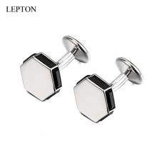 Low-key Luxury Black Crystal Cufflinks for Mens Classic Silver Color Hexagonal Cuff links Wedding Groom CuffLink Relojes Gemelos 2024 - buy cheap