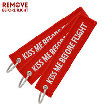 3 PCS/LOT Kiss Me Before Flight Key Chain Label Red Embroidery Key Ring Luggage Tag Chain for Aviation Gifts Car Keychain Women 2024 - buy cheap