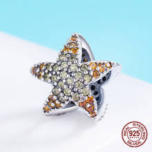 Красочные циркониевые шармы-бусины в виде морской звезды, подходят для оригинального 3 мм браслета, ожерелья, подвески из стерлингового серебра 925 пробы, для изготовления ювелирных изделий, подарок 2024 - купить недорого