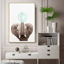 Pintura en lienzo de Animal para decoración de pared, pintura al óleo de elefante, globo, póster, imagen artística moderna para sala de estar 2024 - compra barato