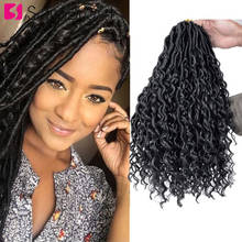 SAMBRAID14-trenzas de ganchillo bohemias para mujer, extensiones de Hiar sintéticas trenzadas, rizadas de imitación de Río, negras, 18 pulgadas 2024 - compra barato