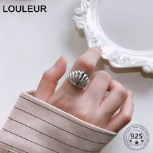 LouLeur-Anillo de Plata de Ley 925 con concha para mujer, sortija abierta de plata 925 para niña, joya ancha especial de alta calidad, joyería fina 2024 - compra barato