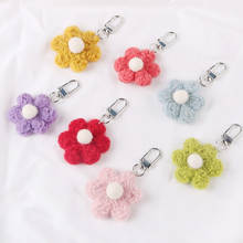 Fashion Lovely Handmade Woollen Flower Keychain Keyring for Women Jewelry Sweet Knitted Blossom Ornament Key Holder Girls Gift 2024 - buy cheap
