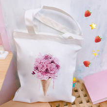 Красивые дамские сумочки с цветочным принтом, эстетичная Холщовая Сумка-тоут в стиле Харадзюку, женские экологически чистые многоразовые повседневные сумки-шопперы на плечо 2024 - купить недорого