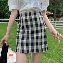 Spring and summer new Korean short skirt  A word bag hip plaid mini skirts women 2024 - buy cheap