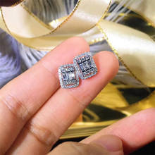 Новое поступление, серебряные серьги-гвоздики с большим квадратным камнем из циркона для женщин, модные ювелирные изделия, корейские серьги 2024 - купить недорого