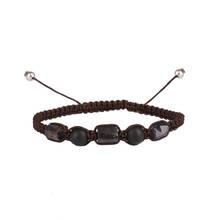 natural rough black crystal semi precious stone matte onyx beads adjustable unisex handmade knots cord macrame bracelets 2024 - buy cheap