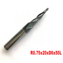 R0.75*D6*20*50L*2F HRC55 Tungsten Solid Carbide Coated Tapered Ball Nose End Mills Taper And Cone Milling Cutter Ferramentas 2024 - buy cheap